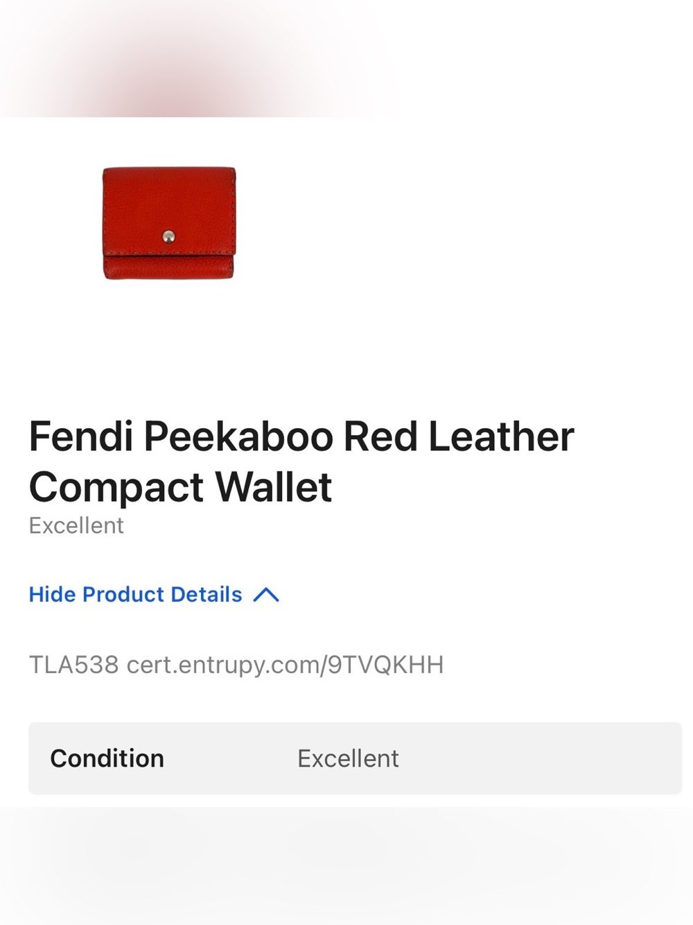 Fendi Small Fold Wallet in Vibrant Red Leather
